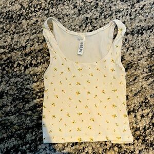 SKIMS Floral Print Cream Cropped Tank / size M